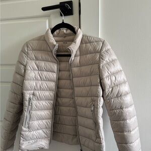 Mango Women's Light Taupe Quilted Packable Puffer Jacket M